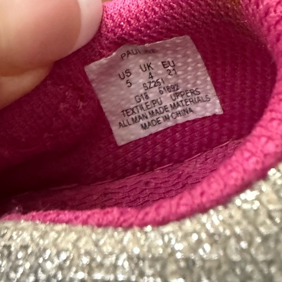 Stride Rite Surprize Silver Sparkle w Pink Mary Jane Shoes-Size 5 - Picture 8 of 10